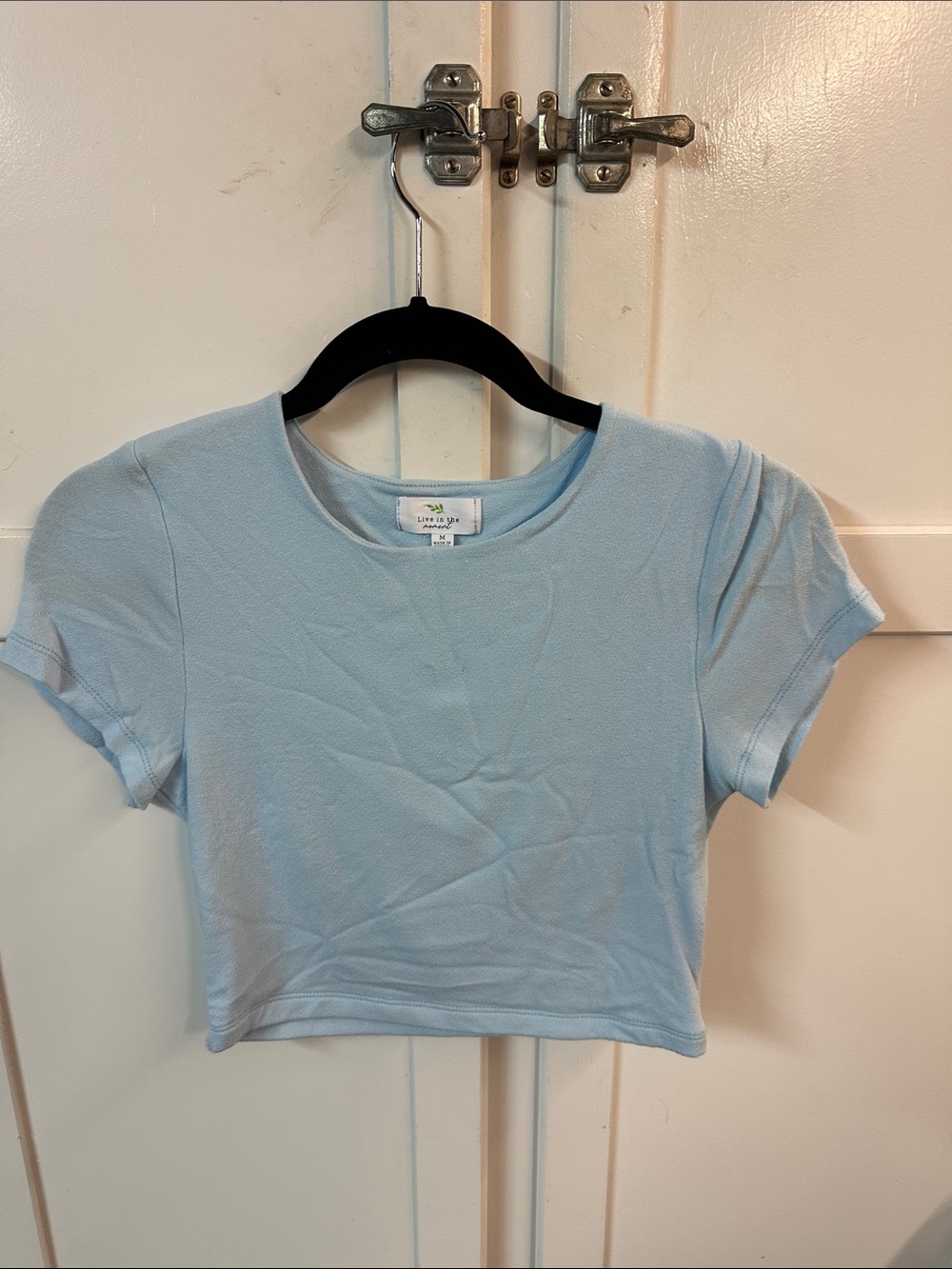 Light Blue Cropped Crewneck Tee